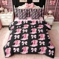 thumbnail image 1 of spefrowx Western Cowgirl Cowboy Boot Twin Bedding for Kids, Black Pink Bow Bedding Comforter Set, Pink Reversible, 7 Pieces, 1 of 6
