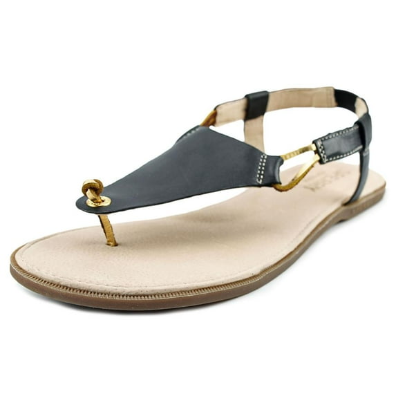 sperry womens calla jade open toe casual leather flat sandals, black, size 7