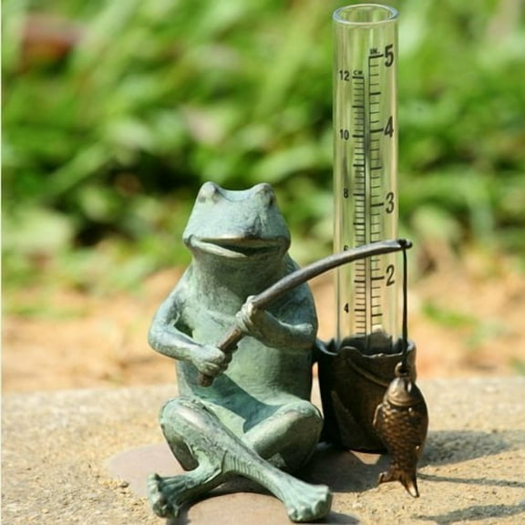 spi home 33456 frog fisherman rain gauge