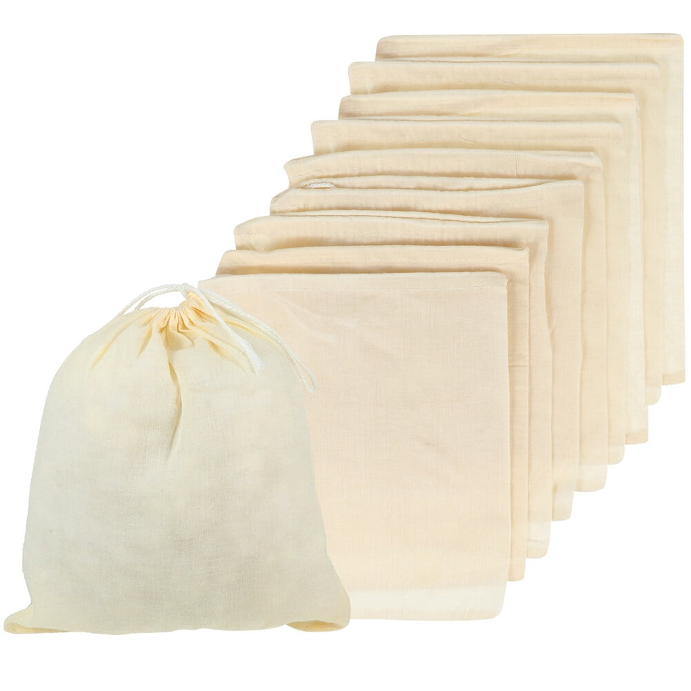 spice bags for cooking 10pcs Drawstring Strainer Bags Cheesecloth