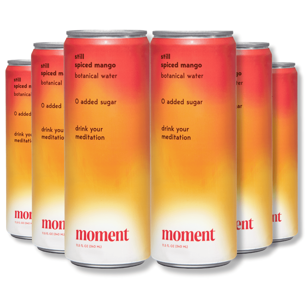 Moment Adaptogen Drink, Still Spiced Mango, 0 Added Sugar, with L-Theanine & Ashwagandha for Focus & Stress Relief 12-pack