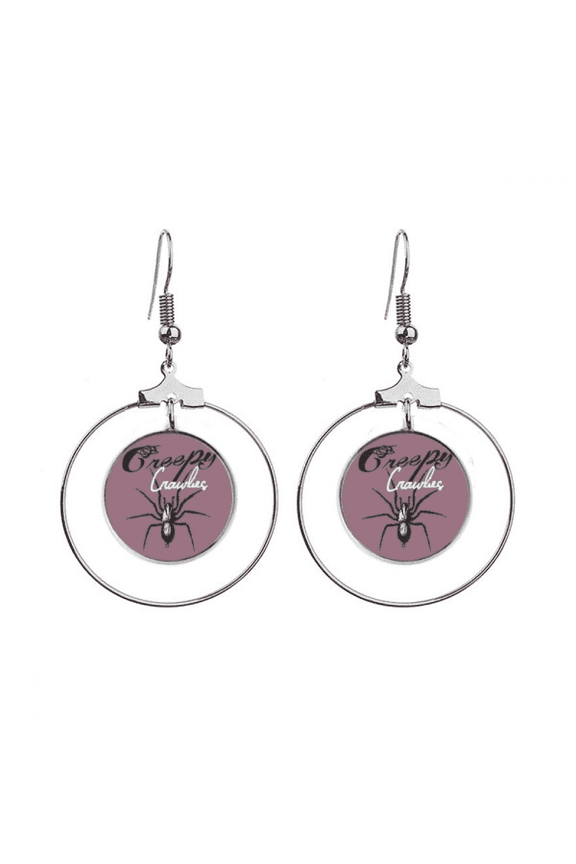 spider insect cobweb illustration pattern earrings dangle hoop jewelry drop circle