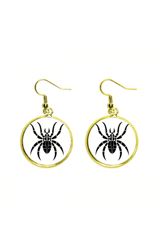 spider pattern insect black illustration earring dangle en drop earring jewelry woman