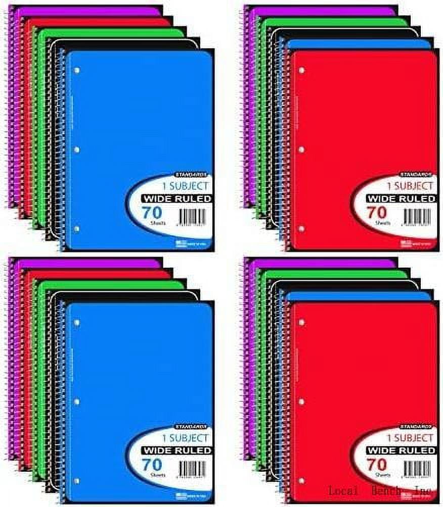 spiral notebook, 48 wide ruled notebooks, 70 , single subject