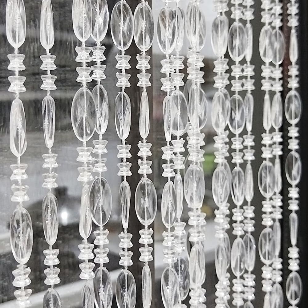 split Beaded Curtain Doorways Acrylic Hanging Door Beads String Curtains Tassel Room Divider Screen Decor for Doorway Window Living Room Wedding (1, Clear, 39 inch x 78.7 inch), ES041