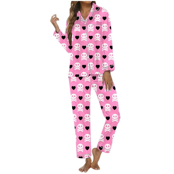 split short pajama sets for women with adjustable drawstring waist Women's Halloween Print Long Robe & Pants Set Homewear For Festivities