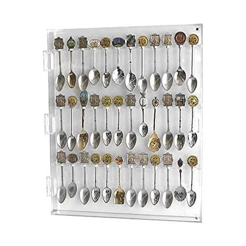 spoon display case rack to hold 36 souvenir or tea spoons wall mount
