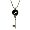 thumbnail image 1 of sport roller skating black outline key necklace pendant tray embellished chain, 1 of 3
