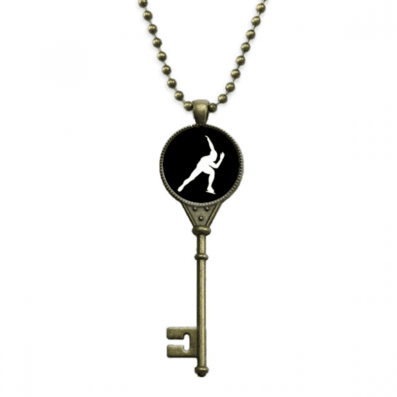 sport roller skating black outline key necklace pendant tray embellished chain