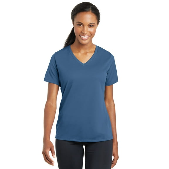 sport-tek women's posicharge racermesh v-neck tee