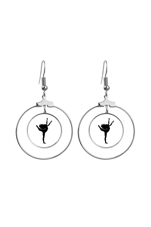 sports dance dancer performance art earrings dangle hoop jewelry drop circle