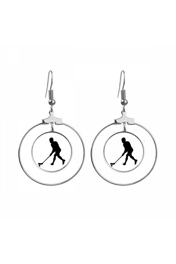 sports hockey running physical education earrings dangle hoop jewelry drop circle