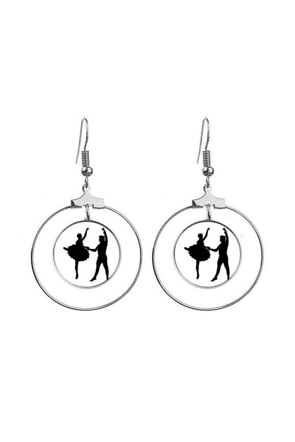 sports performance dancer duet dance earrings dangle hoop jewelry drop circle