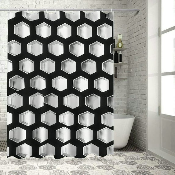 sports shower curtain, football vivid pattern, sports theme, geometric modern design, fabric bathroom decoration , various specifications (including hooks)