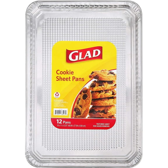 Disposable Bakeware Aluminum Rectangular Cookie Sheets for Baking and Roasting, 12 Count-16" x 11" x 0.25" - Textured, Made from Aluminum - Baking Sheets, Baking Pans, Foil Cookie Sheet