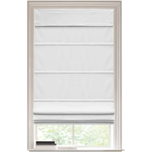 spotblinds Classic Cordless Blackout Roman Shades for Windows - Window Blinds with Blackout Shades Room Darkening Blinds - 36 Inch Width x 64 Inch Length in White