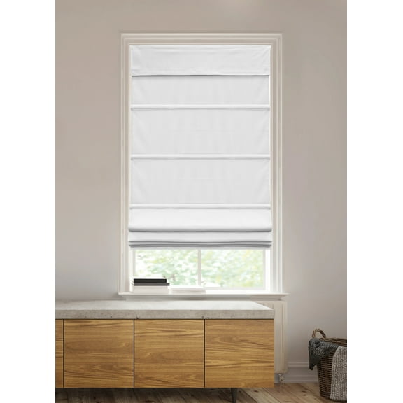 spotblinds Classic Ready Made Cordless Blackout Roman Shades for Windows - Roman Window Shades with Blackout Blinds Room Darkening Blinds - 27 Inch Width x 64 Inch Length In White