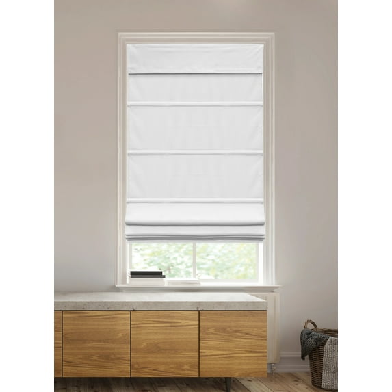 spotblinds Classic Ready Made Cordless Blackout Roman Shades for Windows - Roman Window Shades with Blackout Blinds Room Darkening Blinds - 27 Inch Width x 64 Inch Length In White