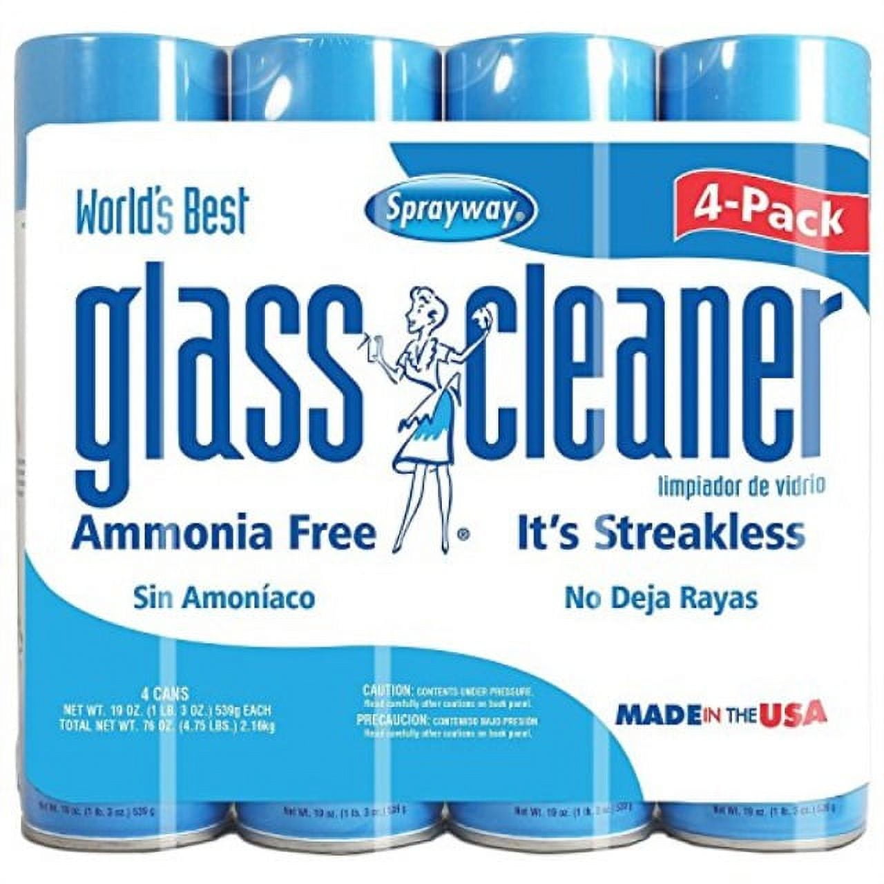 Sprayway Aerosol Glass Cleaner, Ammonia Free, Safe Cleaning, 19oz Cans