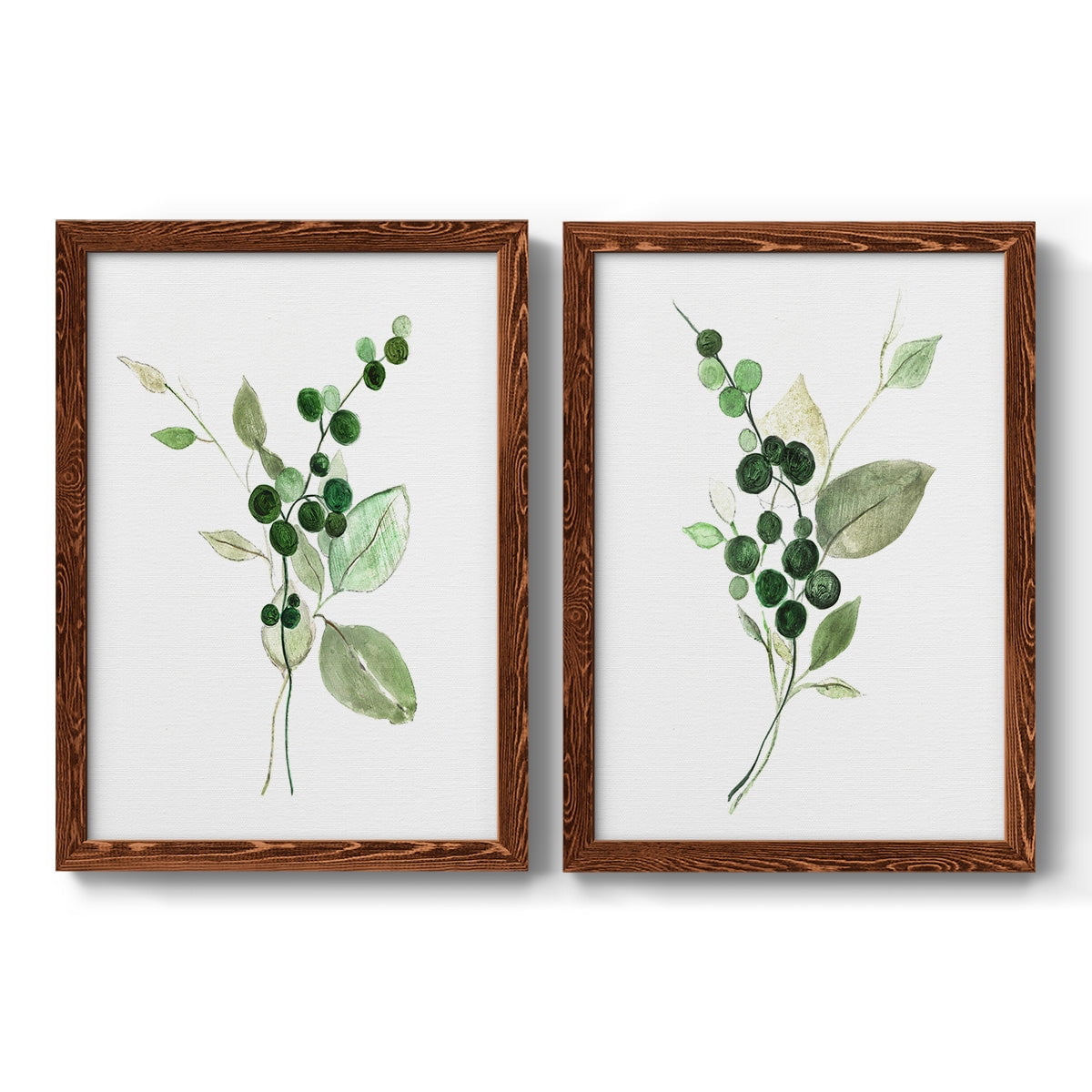 Sprigs in Green I - Premium Framed Canvas 2 Piece Set - Ready to Hang