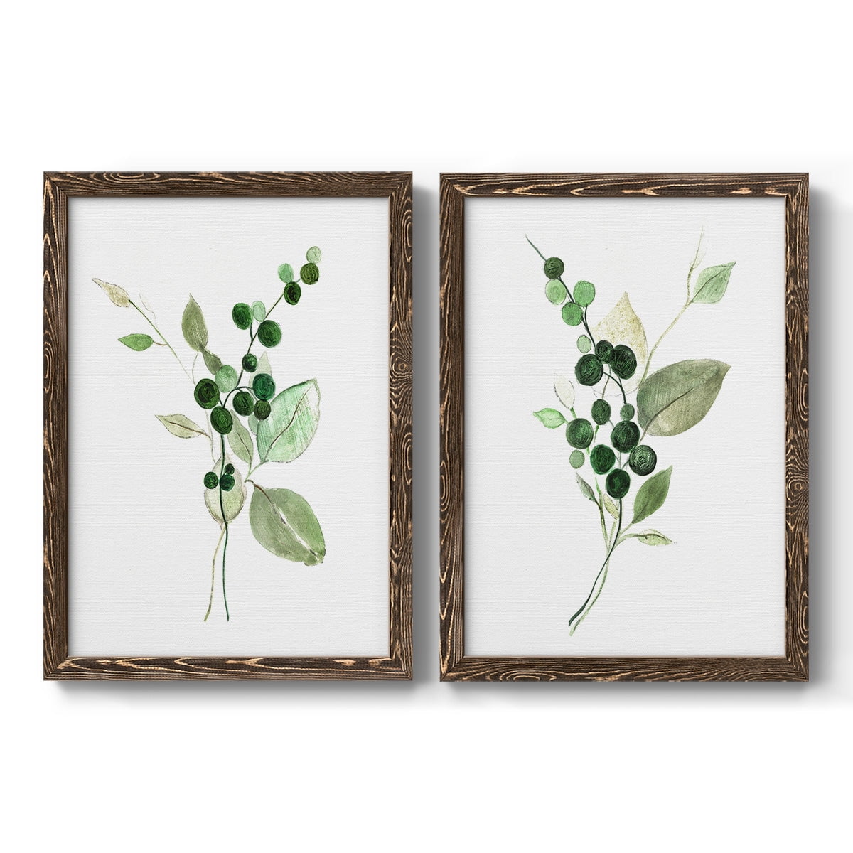 Sprigs in Green I - Premium Framed Canvas 2 Piece Set - Ready to Hang