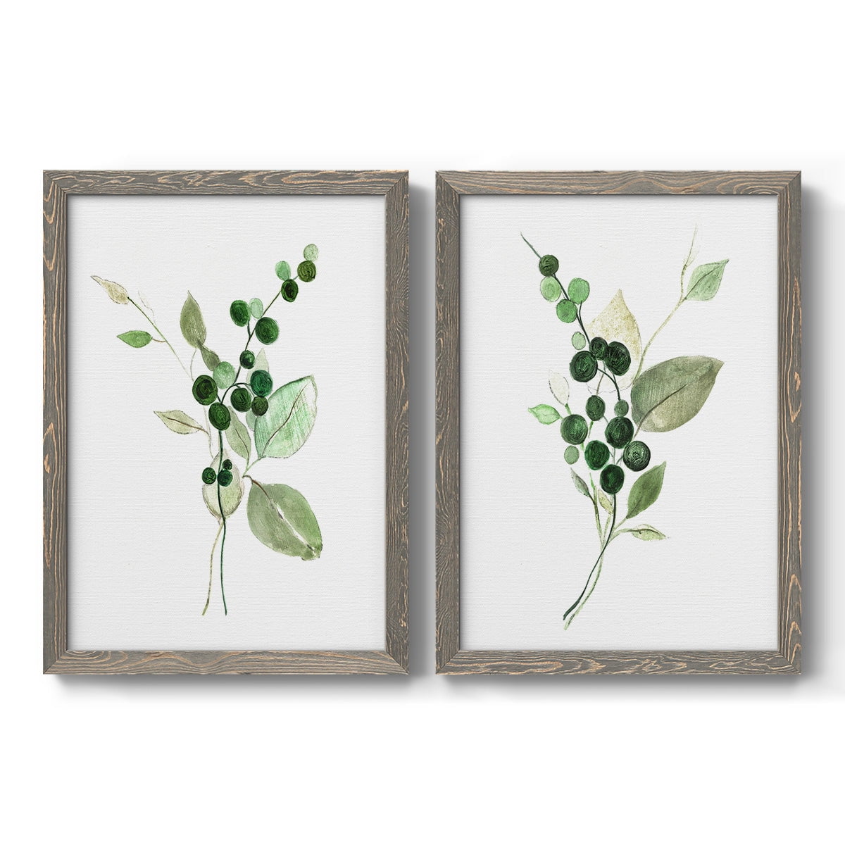 Sprigs in Green I - Premium Framed Canvas 2 Piece Set - Ready to Hang