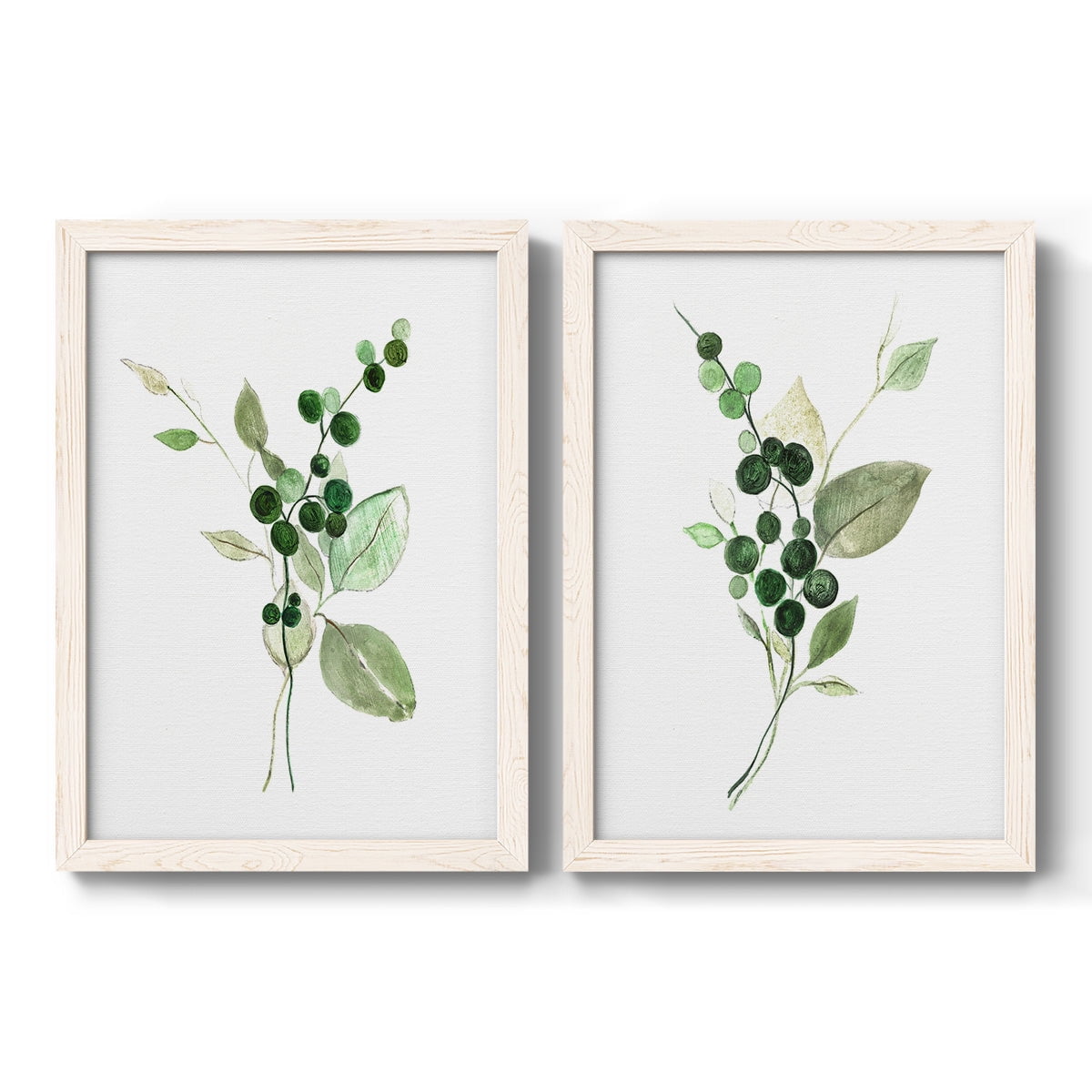 Sprigs in Green I - Premium Framed Canvas 2 Piece Set - Ready to Hang