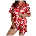 thumbnail image 1 of spring floral split short pajama sets for women cute printed sleep shorts Women's Christmas HoHo Snowflake Print Shorts & Short Sleeve Pajama Set, 1 of 7