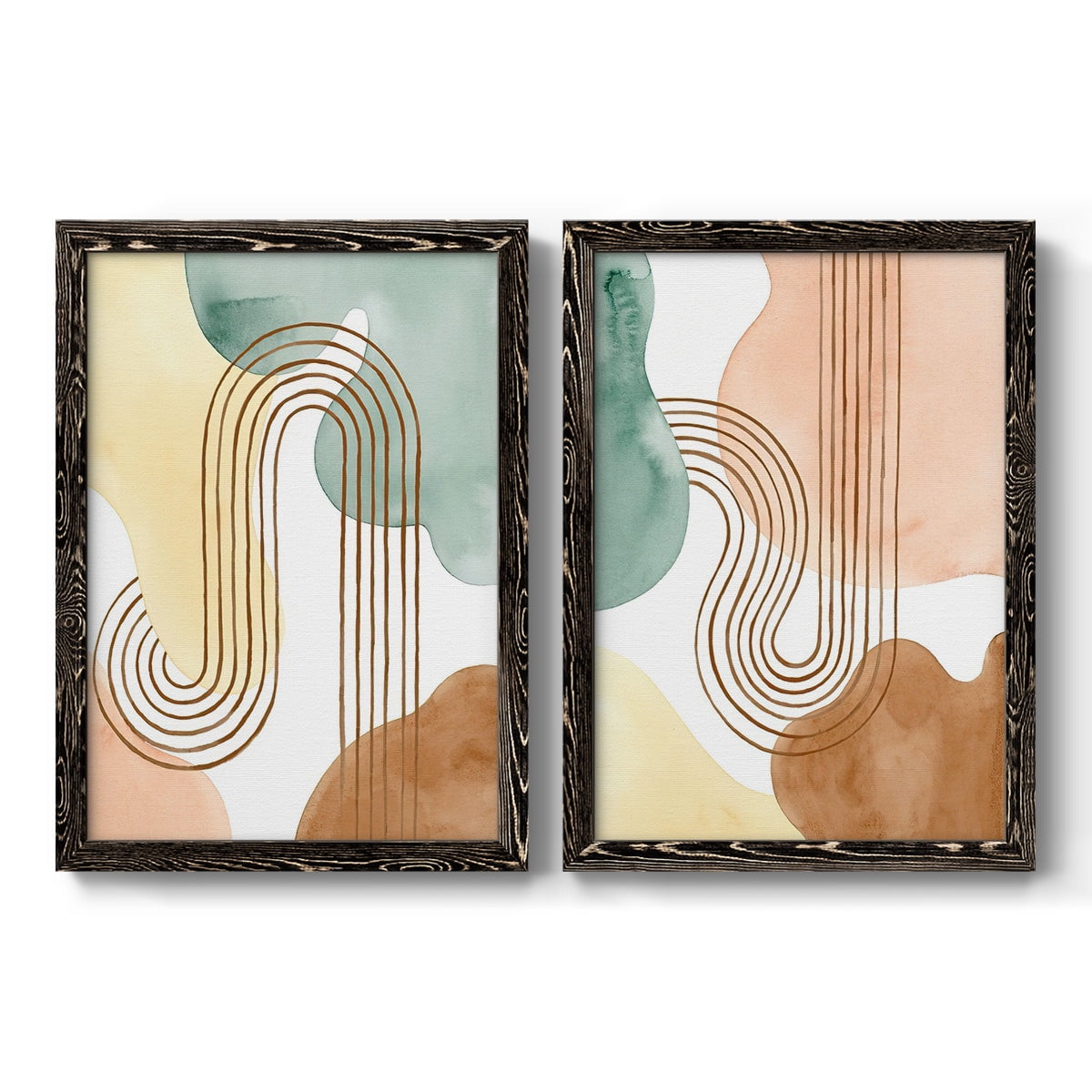 Spring Shapes I - Premium Framed Canvas 2 Piece Set - Ready to Hang