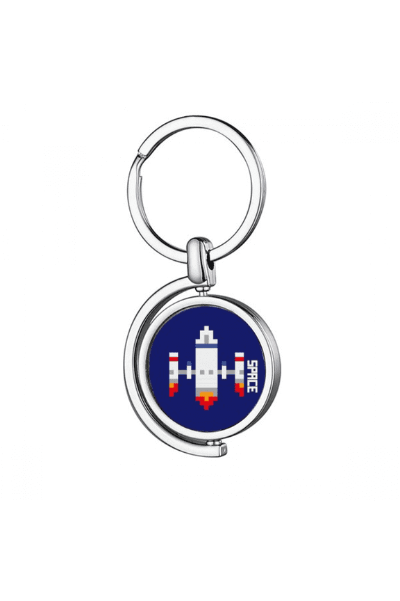 spship rocket take off universe rotating keychain metal keyring holder