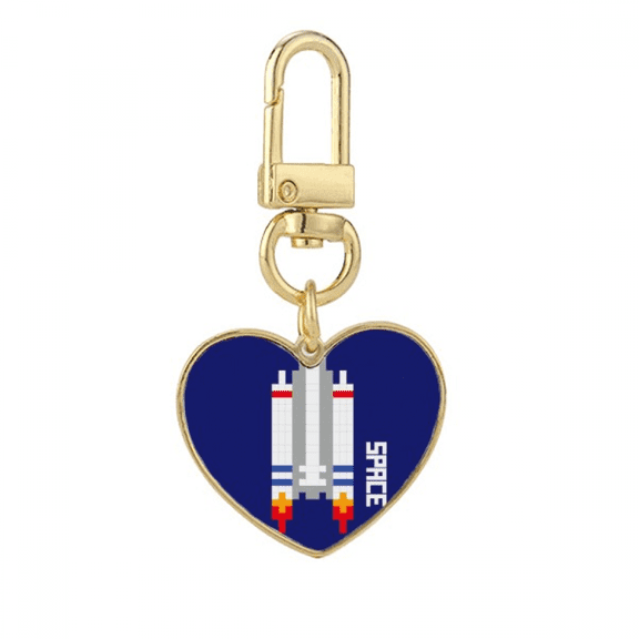 spship rocket universe gold heart keychain metal keyring holder