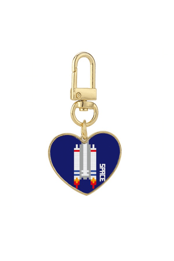 spship rocket universe gold heart keychain metal keyring holder