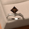 thumbnail image 1 of square cut Smoky Quartz Ring in 925 Sterling Silver - Birthday gift, 1 of 1