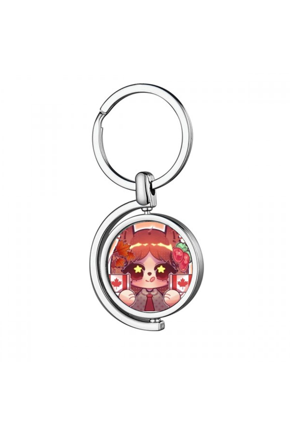 squirrel canada flag maple Rotating Keychain Metal Keyring Holder