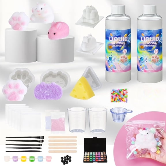 squishy making kitDIY 18oz Molds Silicone,Liquid Silicone 1:1 AB Ratio Epoxy Resin Mix for  Making, Mold Cat Claw, Hamster, Rabbit