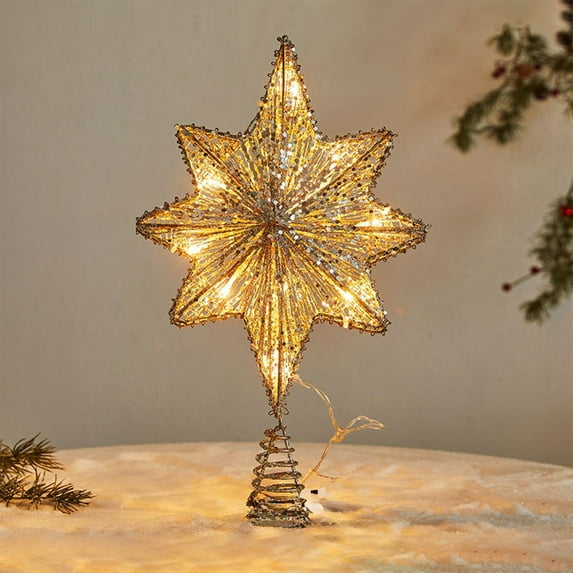 sroue Christmas Topper, Metal Christmas Tree Topper, Vintage Rustic Western Christmas Star Topper for Christmas Tree, Christmas decoration, Indoor, Outdoor