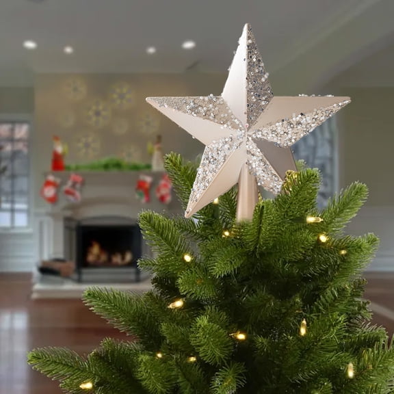 sroue Christmas Topper, Plastic Christmas Tree Topper, Vintage Rustic Western Christmas Star Topper for Christmas Tree, Christmas decoration, Indoor, Outdoor