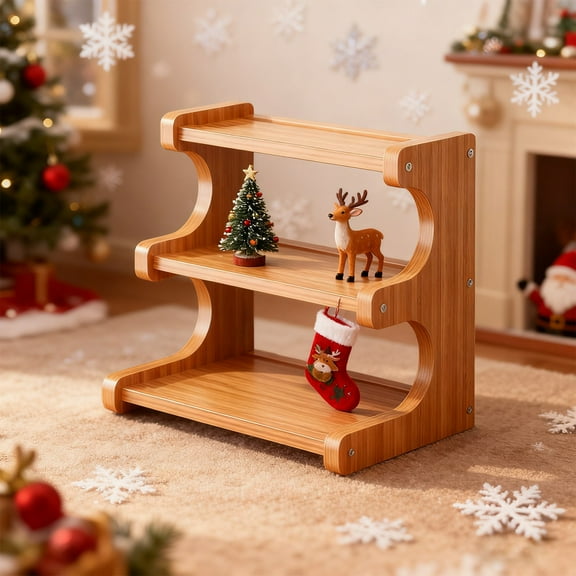 sruoe 2-Tier Wooden Mug Rack Countertop, Desktop Cup Holder Organizer,Organizer Rack, Desktop Storage Rack for Toiletries Cosmetic Spice Rack, Shelving Unit for kitchen Home Coffee Station Cabinet