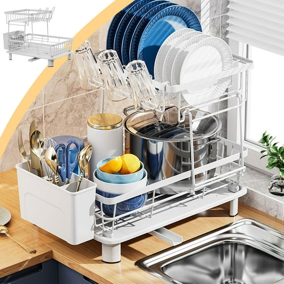 sruoe 2-Tire Dish Drying Rack, Over The Sink Dish Drainer Rack, Dish ...