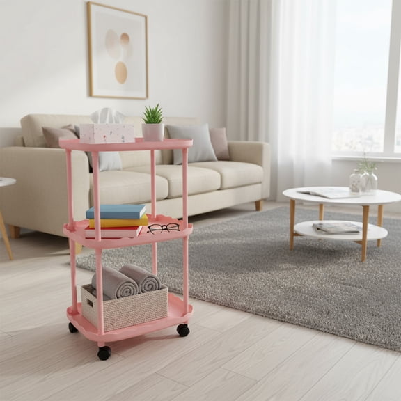 sruoe 3-Tier Slim Storage Cart with Wheels, Rolling Storage Carts, Storage Shelves Organizer Cart, Storage Organizer, Utility Shelving Unit for Office Bathroom Kitchen Laundry Room & Small Space