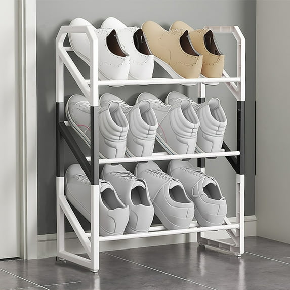 sruoe 4-Tier Shoe Storage, 3-Tier Stackable Shoe Rack for Closet Entryway Bedroom