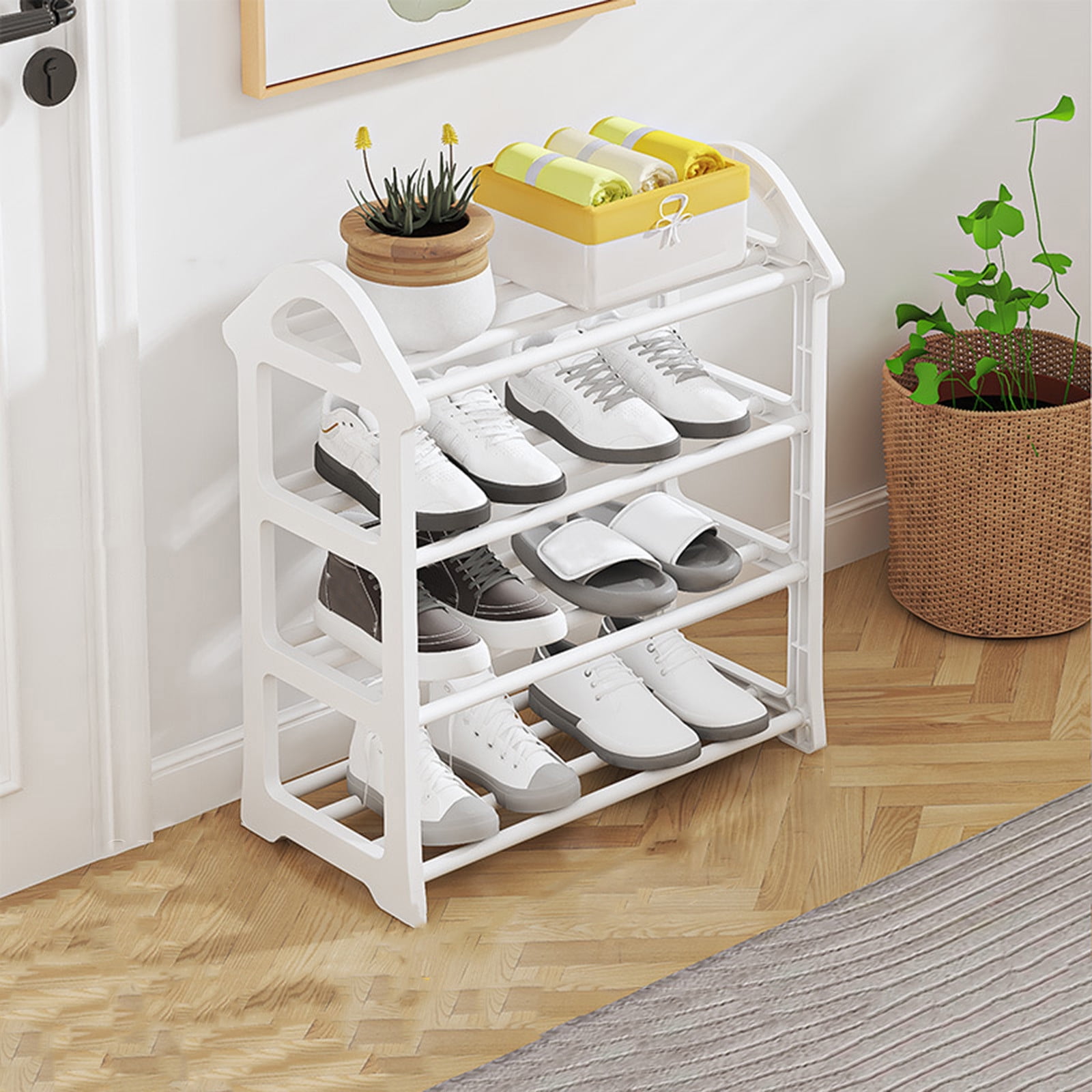 sruoe 4-Tier Shoe Storage, Stackable Shoe Rack for Closet Entryway ...