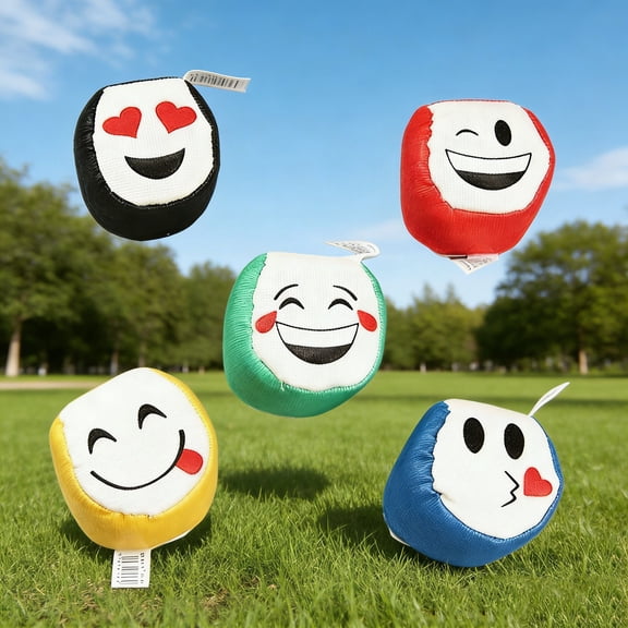 sruoe 5PCS Cute Emoji Sandbag Set, Soft Fabric Throw Catch Balls, Safe Wear-Resistant Kick Toys, Hand-Eye Coordination Training, Indoor Outdoor Games & Kindergarten Activities