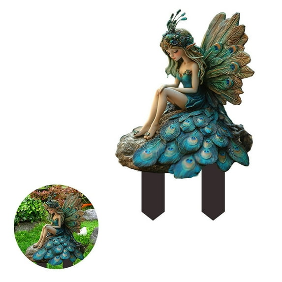 sruoe Acrylic Garden Stakes Decor, Gardening Pot Decorations, Outdoor Flower Fairy Statues, Cute Garden Decor, Ground Insert Garden Decoration, Durable for Patio, Flower Beds Garden Ground Plug
