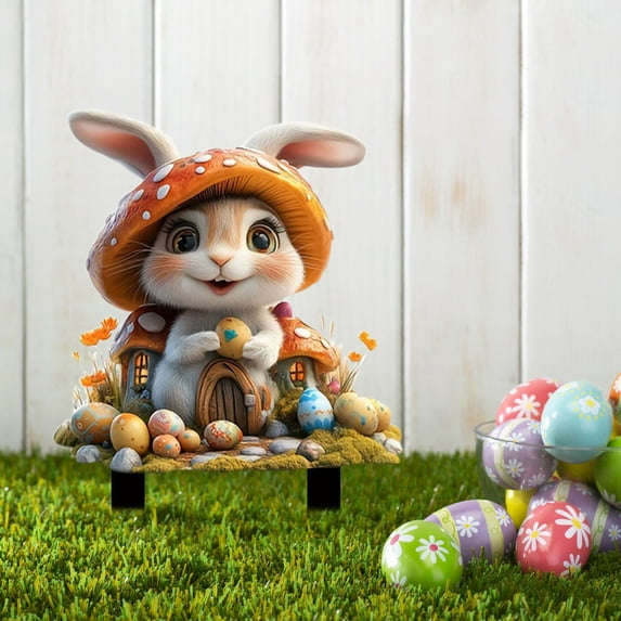 sruoe Acrylic Patio Decor, Garden Fairy Statues, Easter Decoration, 2D Flower Pot Stake Garden Accessories, Planter Pots Decor, Outdoor Lawn Ornament for Home, Yard Art Decorations