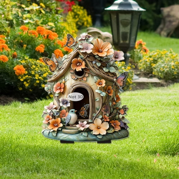 sruoe Acrylic Patio Decor, Garden Fairy Statues, Fall Flower Pot Decoration, 2D Flower Pot Stake Garden Accessories, Planter Pots Decor, Outdoor Lawn Ornament for Home, Yard Art Decorations