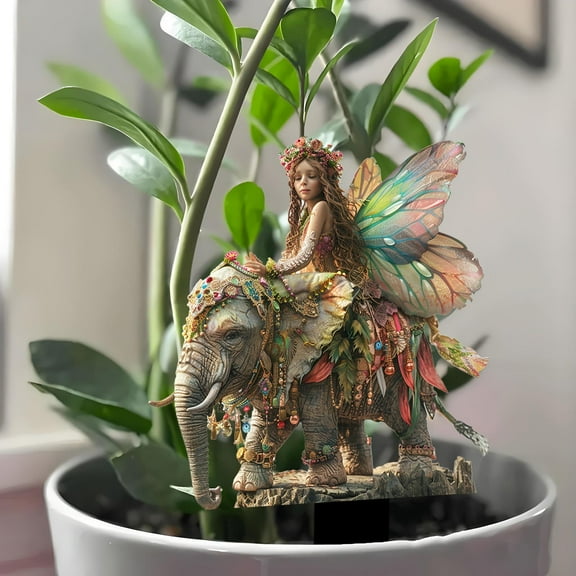 sruoe Acrylic Patio Decor, Garden Fairy Statues, Fall Flower Pot Decoration, 2D Flower Pot Stake Garden Accessories, Planter Pots Decor, Outdoor Lawn Ornament for Home, Yard Art Decorations