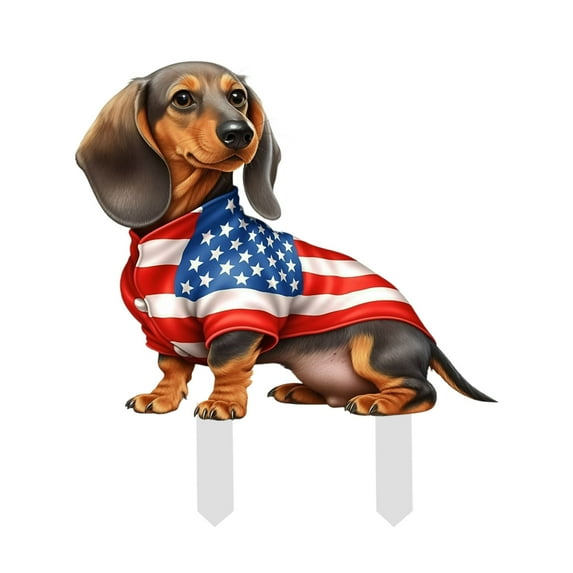 sruoe Acrylic Patio Decor, Garden Fairy Statues, Independence Day Dachshund Ground Plug, Stake Garden Accessories, Planter Pots Decor, Outdoor Lawn Ornament for Home, Yard Art Decorations