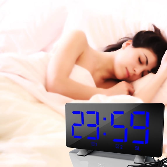 sruoe Alarm Clock, Alarm Clocks for Bedroom, Smart Alarm Clock, Clock Alarm, LED Deep Sleep Alarm Clocks, Bell Alarm Clock, Wireless Charging Home, Plastic