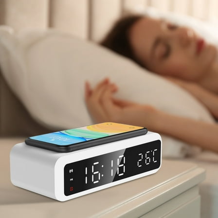 sruoe Alarm Clock, Clock Alarm Bedside, Clock Alarm Digital, Alarm Clocks for Bedrooms, Small Alarm Clock, Vibrating Alarm Clock, Projection Rectangular, Plastic